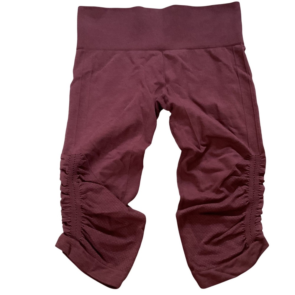 Lululemon Ebb to Street Tight Burgundy Ruched Pointelle Seamless Leggings 2257